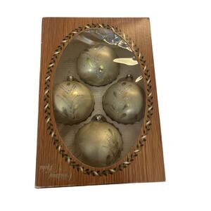 Vintage Christmas by Krebs Hand Decorated Glass Ornaments Set of 4 Box